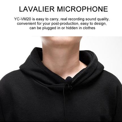 YICHUANG YC-VM20 3.5mm Port Video Recording Omnidirectional Lavalier Microphone, Cable Length: 6m-garmade.com