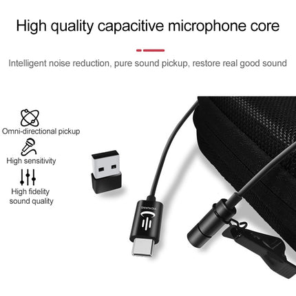 YICHUANG YC-VM30 USB-C / Type-C Dual Modes Lavalier Recording Microphone, Cable Length: 6m-garmade.com