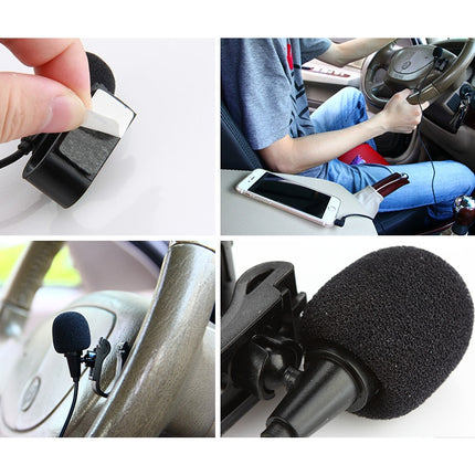 ZJ025MR Stick-on Clip-on Lavalier Stereo Microphone for Car GPS / Bluetooth Enabled Audio DVD External Mic, Cable Length: 3m, 90 Degree Elbow 3.5mm Jack-garmade.com