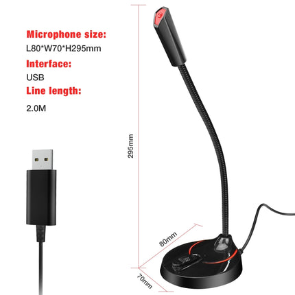 HXSJ F12 360 Degrees Bendable Drive-free USB Computer Microphone, Cable Length: 2.2m-garmade.com