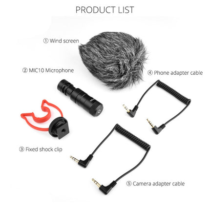 YELANGU MIC10 YLG9920A Professional Interview Condenser Video Shotgun Microphone with 3.5mm Audio Cable for DSLR & DV Camcorder (Black)-garmade.com