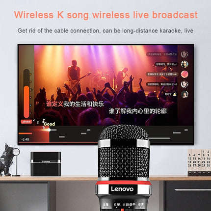 Original Lenovo UM20-U K Song Wireless Digital Microphone Live Recording Equipment with Wireless Receiver (Black)-garmade.com