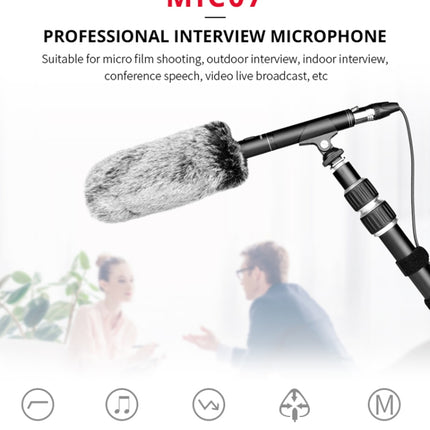 YELANGU YLG9933A MIC07 Professional Interview Condenser Video Shotgun Microphone with 6.5mm Audio Adapter & 3.5mm RXL Audio Cable(Black)-garmade.com