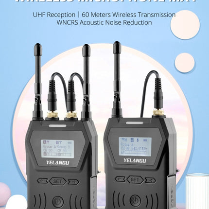 YELANGU YLG9929B MX4 Dual-Channel 100CH UHF Wireless Microphone System with 2 Transmitters and Receiver for DSLR Cameras and Video Cameras(Black)-garmade.com