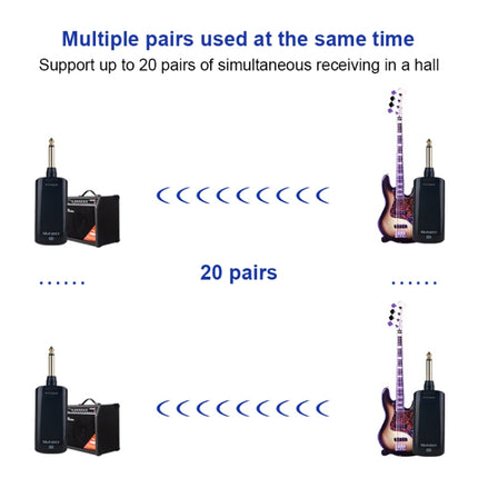Measy AU688-U 20 Channels Wireless Guitar System Rechargeable Musical Instrument Transmitter Receiver-garmade.com