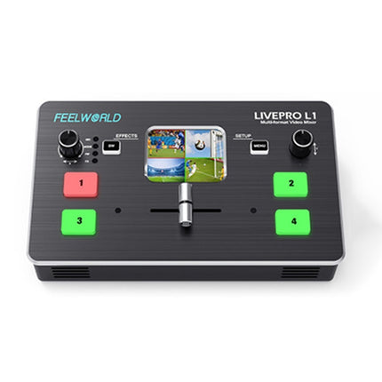 FEELWORLD LIVEPRO L1 Multi-camera Media Live Broadcast 4-Channel Live Production Switcher with 2.0 inch TFT Screen-garmade.com