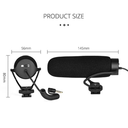 YELANGU MIC08 Video Shotgun Microphone with 3.5mm Audio Cable for DSLR & DV Camcorder(Black)-garmade.com