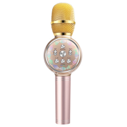 K2 Bluetooth 5.0 Karaoke Live Colorful Lights Wireless Bluetooth Microphone (Gold)-garmade.com