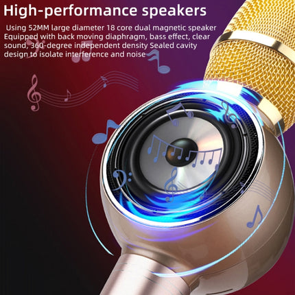 K2 Bluetooth 5.0 Karaoke Live Colorful Lights Wireless Bluetooth Microphone (Rose Gold)-garmade.com