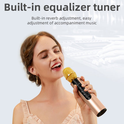 K3 Bluetooth 5.0 Karaoke Live Stereo Sound Wireless Bluetooth Condenser Microphone (Gold)-garmade.com