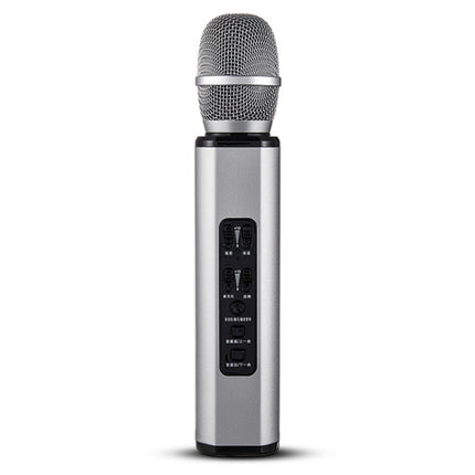 K6 Bluetooth 4.2 Karaoke Live Stereo Sound Wireless Bluetooth Condenser Microphone (Silver)-garmade.com