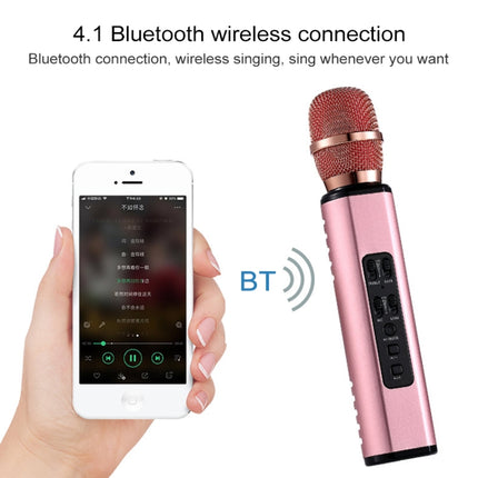 K6 Bluetooth 4.2 Karaoke Live Stereo Sound Wireless Bluetooth Condenser Microphone (Gold)-garmade.com