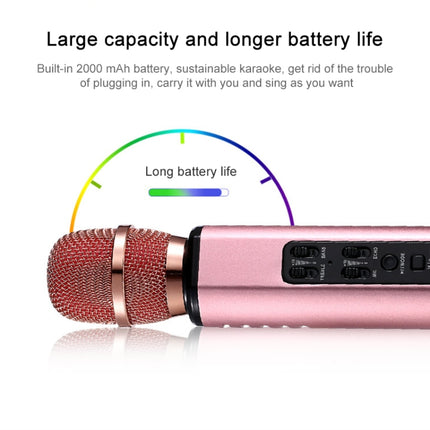 K6 Bluetooth 4.2 Karaoke Live Stereo Sound Wireless Bluetooth Condenser Microphone (Black)-garmade.com