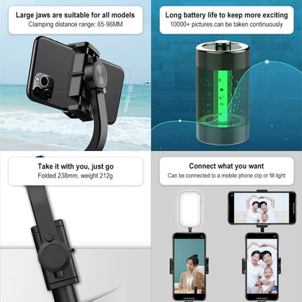 H202 Handheld Gimbal Stabilizer Foldable 3 in 1 Bluetooth Remote Selfie Stick Tripod Stand for Smart Phone, Dual-Key Control-garmade.com