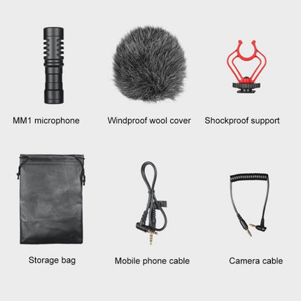 MM1 Live Recording Interview Intelligent Noise Reduction Condenser Microphone for Mobile Phone / SLR Camera / Camcorder (Black)-garmade.com