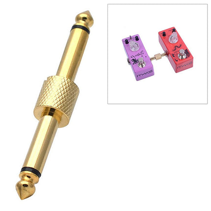 6.35mm 1/4 inch Male to Male Guitar Effect Pedal Connector Electric Pedal Board Adapter(Gold)-garmade.com