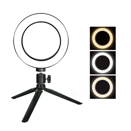 Live Broadcast Self-timer Dimming Ring LED Beauty Selfie Light with Small Table Tripod, Selfie Light Diameter: 16cm-garmade.com