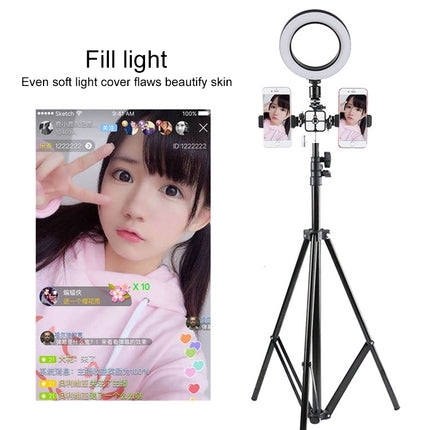 Live Broadcast Self-timer Dimming Ring LED Beauty Selfie Light with Small Table Tripod, Selfie Light Diameter: 16cm-garmade.com