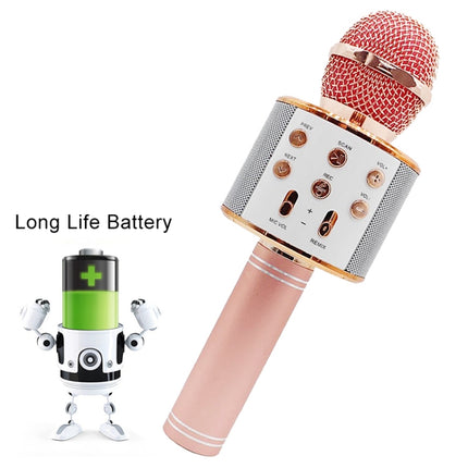 WS-858 Metal High Sound Quality Handheld KTV Karaoke Recording Bluetooth Wireless Microphone, for Notebook, PC, Speaker, Headphone, iPad, iPhone, Galaxy, Huawei, Xiaomi, LG, HTC and Other Smart Phones(Pink)-garmade.com