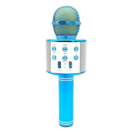 WS-858 Metal High Sound Quality Handheld KTV Karaoke Recording Bluetooth Wireless Microphone, for Notebook, PC, Speaker, Headphone, iPad, iPhone, Galaxy, Huawei, Xiaomi, LG, HTC and Other Smart Phones(Blue)-garmade.com