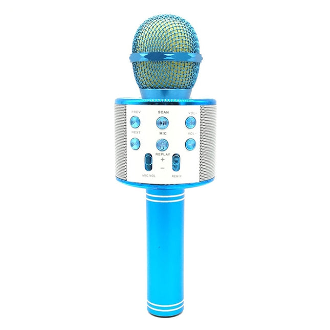 WS-858 Metal High Sound Quality Handheld KTV Karaoke Recording Bluetooth Wireless Microphone, for Notebook, PC, Speaker, Headphone, iPad, iPhone, Galaxy, Huawei, Xiaomi, LG, HTC and Other Smart Phones(Blue)-garmade.com