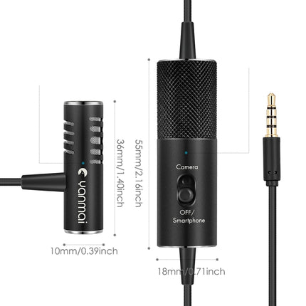 Yanmai R933S Professional Clip-On 3.5mm Plug Lavalier Omni-directional Broadcast Condenser Microphone, For Live Broadcast, Show, KTV, etc-garmade.com