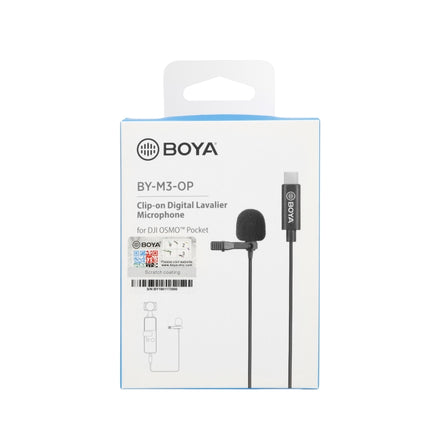 BOYA BY-M3-OP For DJI OSMO Pocket Clip-on Digital Lavalier Microphone (Black)-garmade.com