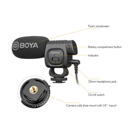 BOYA Portable Mini Condenser Live Show Video Recording Microphone for DSLR / Smart Phones-garmade.com