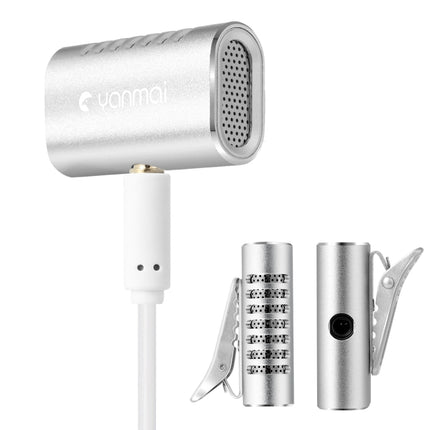 Yanmai R977 Recording Clip-on Lapel Mic Lavalier Omni-directional Double Condenser Microphone, Compatible with PC/iPad/Android and others, for Live Broadcast, Show, KTV, etc (Silver)-garmade.com