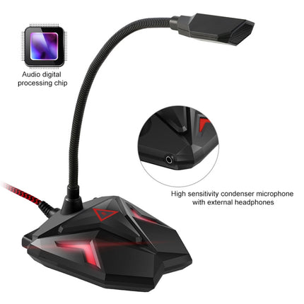 G55 Capacitive Gaming Microphone with LED Indicator(Black)-garmade.com