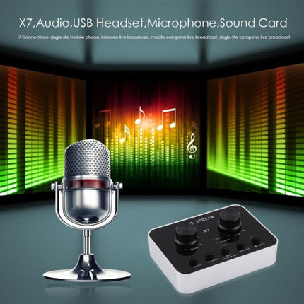 X7 Live Broadcast Audio USB Headset Microphone Webcast Entertainment Streamer Sound Card for Phone, Computer PC-garmade.com
