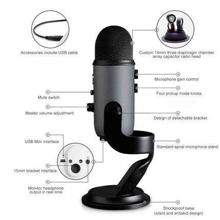 Logitech Blue Yeti USB Condenser Microphone(Black)-garmade.com