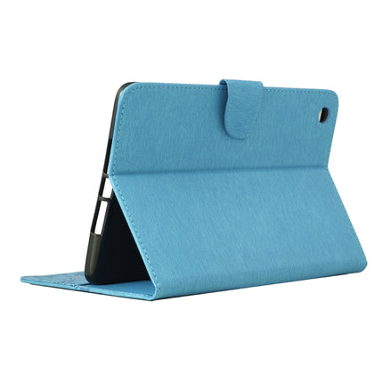 For iPad mini 3 Pressed Flowers Butterfly Pattern Horizontal Flip PU Leather Case with Magnetic Buckle & Holder & Card Slots & Wallet(Blue)-garmade.com