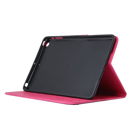 For iPad mini 3 Pressed Flowers Butterfly Pattern Horizontal Flip PU Leather Case with Magnetic Buckle & Holder & Card Slots & Wallet(Magenta)-garmade.com