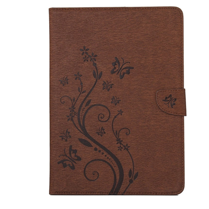 For iPad mini 3 Pressed Flowers Butterfly Pattern Horizontal Flip PU Leather Case with Magnetic Buckle & Holder & Card Slots & Wallet(Brown)-garmade.com