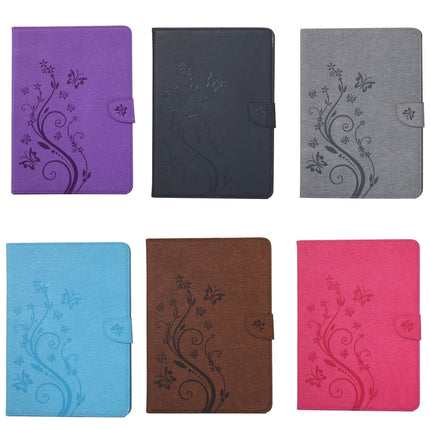 For iPad mini 3 Pressed Flowers Butterfly Pattern Horizontal Flip PU Leather Case with Magnetic Buckle & Holder & Card Slots & Wallet(Magenta)-garmade.com