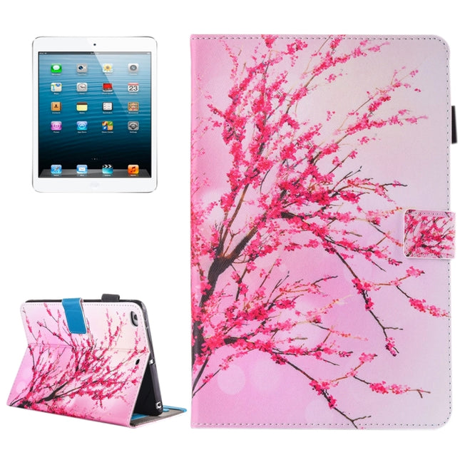 For iPad mini 4 / 3 / 2 / 1 Painting Peach Blossom Pattern Horizontal Flip Leather Case with Holder & Wallet & Card Slots & Pen Slot-garmade.com