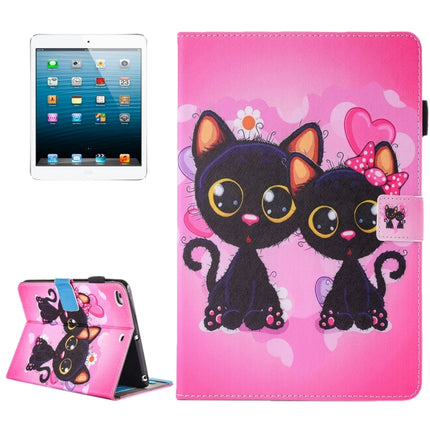 For iPad mini 4 / 3 / 2 / 1 Painting Two Cats Pattern Horizontal Flip Leather Case with Holder & Wallet & Card Slots & Pen Slot-garmade.com