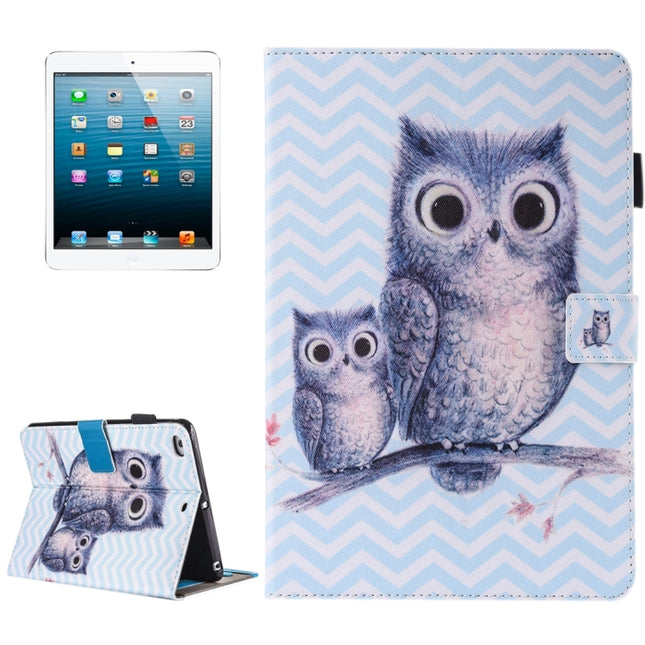 For iPad mini 4 / 3 / 2 / 1 Painting Wave Owl Pattern Horizontal Flip Leather Case with Holder & Wallet & Card Slots & Pen Slot-garmade.com
