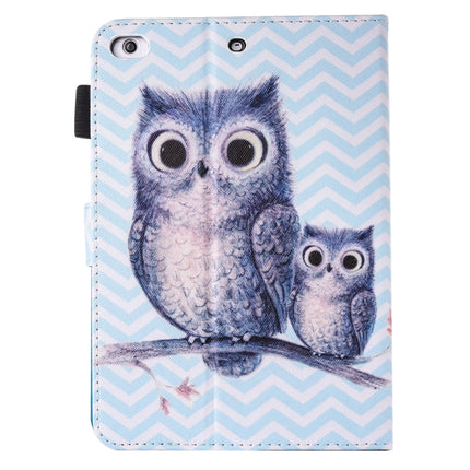 For iPad mini 4 / 3 / 2 / 1 Painting Wave Owl Pattern Horizontal Flip Leather Case with Holder & Wallet & Card Slots & Pen Slot-garmade.com