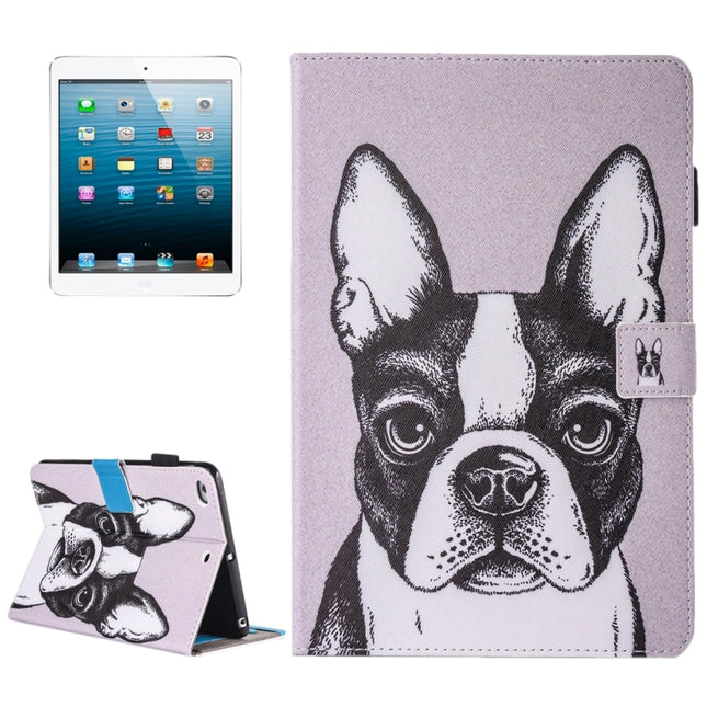 For iPad mini 4 / 3 / 2 / 1 Painting Bulldog Pattern Horizontal Flip Leather Case with Holder & Wallet & Card Slots & Pen Slot-garmade.com