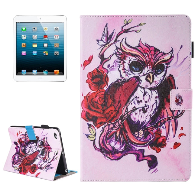 For iPad mini 4 / 3 / 2 / 1 Painting Butterfly and Owl Pattern Horizontal Flip Leather Case with Holder & Wallet & Card Slots & Pen Slot-garmade.com
