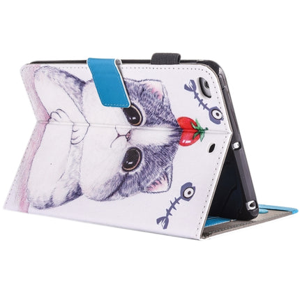 For iPad mini 4 / 3 / 2 / 1 Painting Tomato and Cat Pattern Horizontal Flip Leather Case with Holder & Wallet & Card Slots & Pen Slot-garmade.com