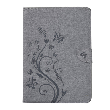 For iPad mini 4 Pressed Flowers Butterfly Pattern Horizontal Flip PU Leather Case with Magnetic Buckle & Holder & Card Slots & Wallet(Grey)-garmade.com