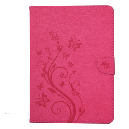 For iPad mini 4 Pressed Flowers Butterfly Pattern Horizontal Flip PU Leather Case with Magnetic Buckle & Holder & Card Slots & Wallet(Magenta)-garmade.com
