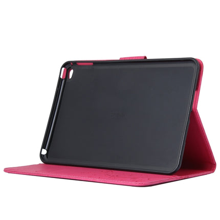 For iPad mini 4 Pressed Flowers Butterfly Pattern Horizontal Flip PU Leather Case with Magnetic Buckle & Holder & Card Slots & Wallet(Magenta)-garmade.com