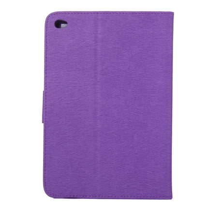 For iPad mini 4 Pressed Flowers Butterfly Pattern Horizontal Flip PU Leather Case with Magnetic Buckle & Holder & Card Slots & Wallet(Purple)-garmade.com