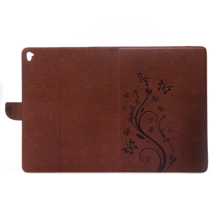 For iPad Pro 9.7inch Pressed Flowers Butterfly Pattern Horizontal Flip PU Leather Case with Magnetic Buckle & Holder & Card Slots & Wallet(Brown)-garmade.com