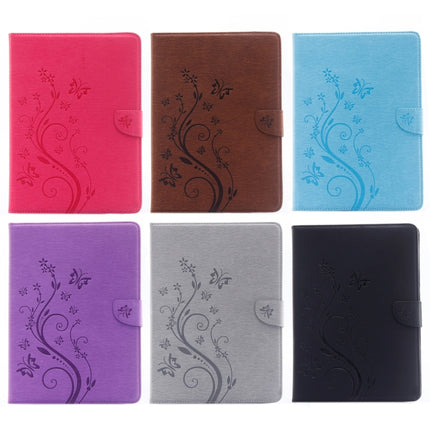 For iPad Pro 9.7inch Pressed Flowers Butterfly Pattern Horizontal Flip PU Leather Case with Magnetic Buckle & Holder & Card Slots & Wallet(Grey)-garmade.com