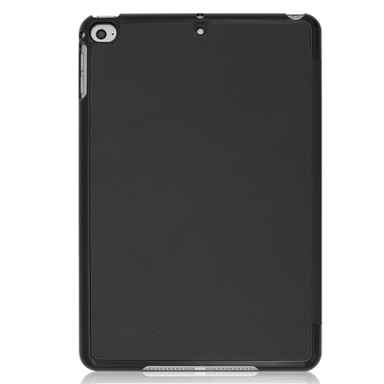Custer Texture Horizontal Flip Smart PU Leather Case for iPad Mini 4 / Mini 5, with Sleep / Wake-up Function & Three-folding Holder (Black)-garmade.com